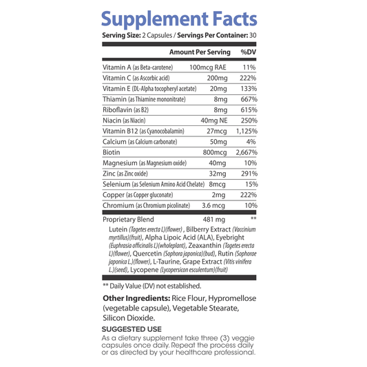 Lumen Naturals Eye Care for Women – With Lutein, Vitamins A, C, D, E, Thiamin, Folate & Riboflavin – 180 Capsules – 60 Servings – Non-GMO, Gluten-Free Formula