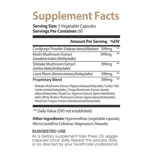Lumen Naturals Mushroom Complex for Women with Lions Mane 2000mg Per Serving - Veggie Capsules - 180 Count - 60 Servings