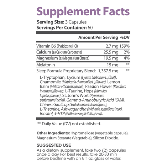 Lumen Naturals Sleep Formula For Women Melatonin Magnesium L-Tryptophan L-Theanine 1400+ mg - 180 Count