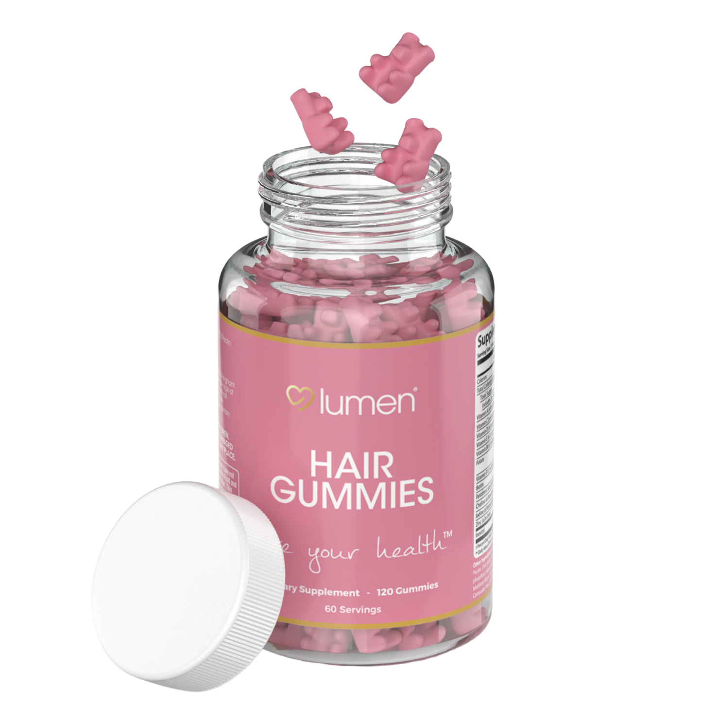 Lumen Naturals Hair Gummies for Women – With Biotin, Folate, Vitamins A, C, D & E – 120 Gummies – 60 Servings – Delicious, Non-GMO, Gluten-Free Formula