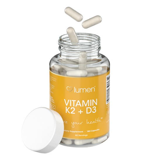 Lumen Naturals K2D3 - Vitamin K2, Vitamin D3, Calcium, BioPerine for Women - 180 Count Capsules
