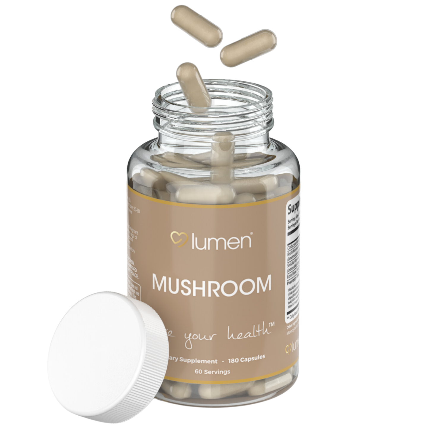 Lumen Naturals Mushroom Complex for Women with Lions Mane 2000mg Per Serving - Veggie Capsules - 180 Count - 60 Servings
