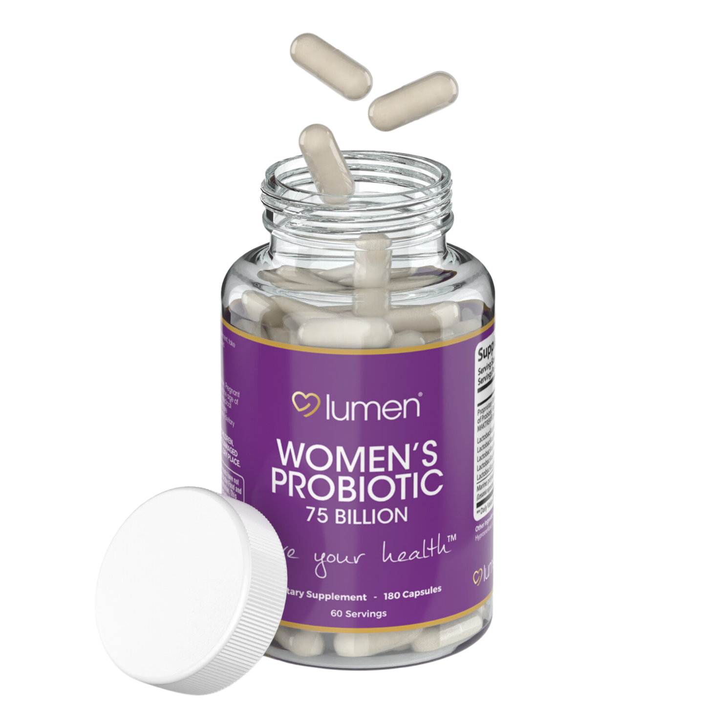 Lumen Naturals Women's Probiotic 75 Billion CFU - Multiple Strains - Maktrek Technology - 180 Count - 60 Servings