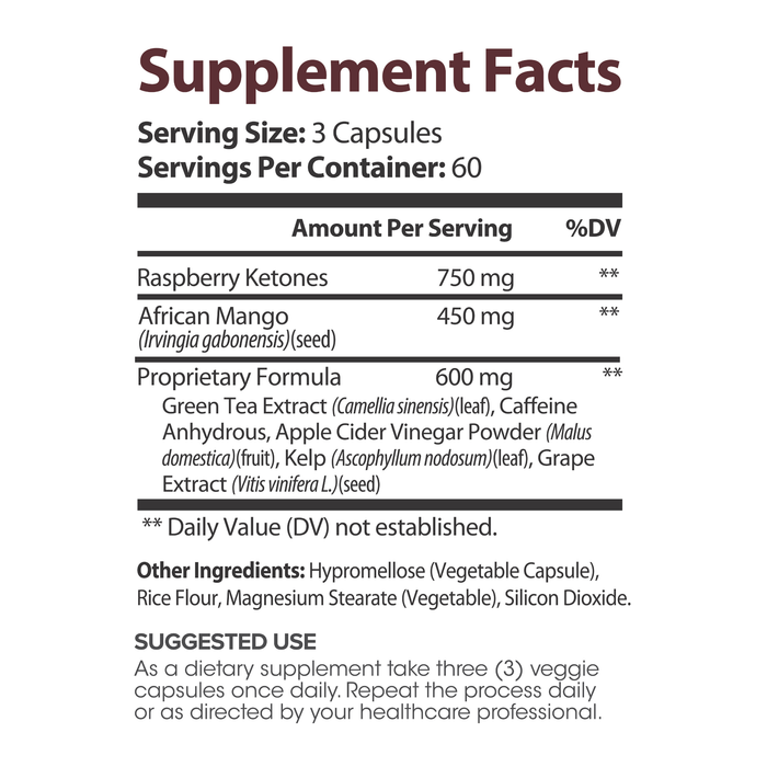 Lumen Naturals Raspberry Ketone for Women - Raspberry Ketone, African Mango 1800mg Per Serving - 180 Capsules - 60 Servings