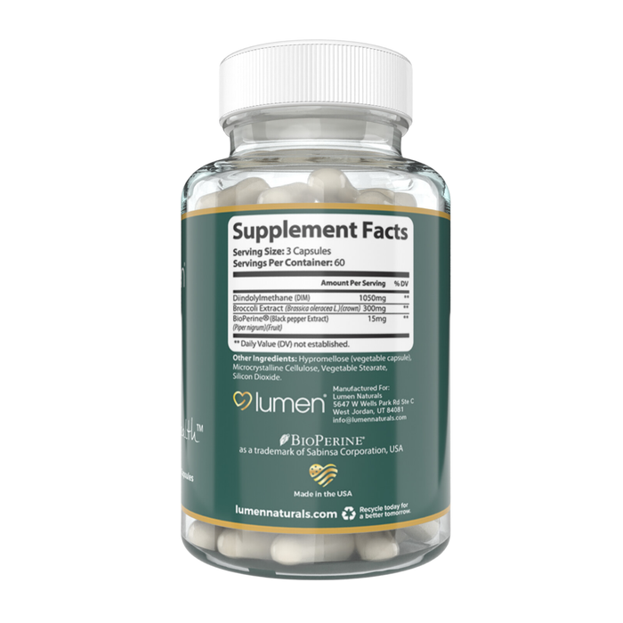 Lumen Naturals DIM for Women – 1300mg Per Serving – With Diindolylmethane, Broccoli Extract & BioPerine – 180 Capsules – 60 Servings – Non-GMO, Vegan, Gluten-Free