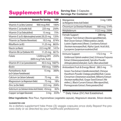 Lumen Naturals Women's Multivitamin Vitamin B12, A, C, D, & E - 180 Count - 60 Servings - Veggie Capsules
