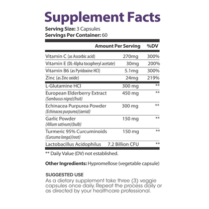 Lumen Naturals Immune Support for Women – With Elderberry, Zinc, Vitamins E, C & B6 – 180 Capsules – 60 Servings – Non-GMO, Gluten-Free, and Vegan-Friendly