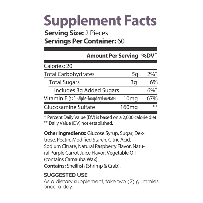 Lumen Naturals Mobility Gummies for Women with Glucosamine - Raspberry Flavor - 120 Count - 60 Servings
