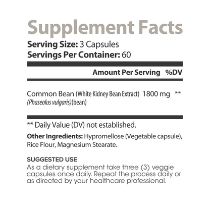 Lumen Naturals White Kidney Bean for Women - 1800mg Per Serving - Veggie Capsules - 180 Count - 60 Servings