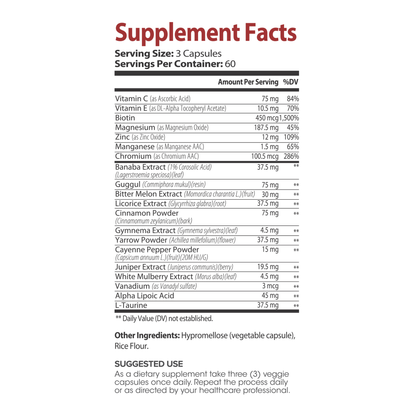 Lumen Naturals Gluco Goddess for Women - Cinnamon, Banaba, L-Taurine, Bitter Melon Extract - 180 Count - 60 Servings