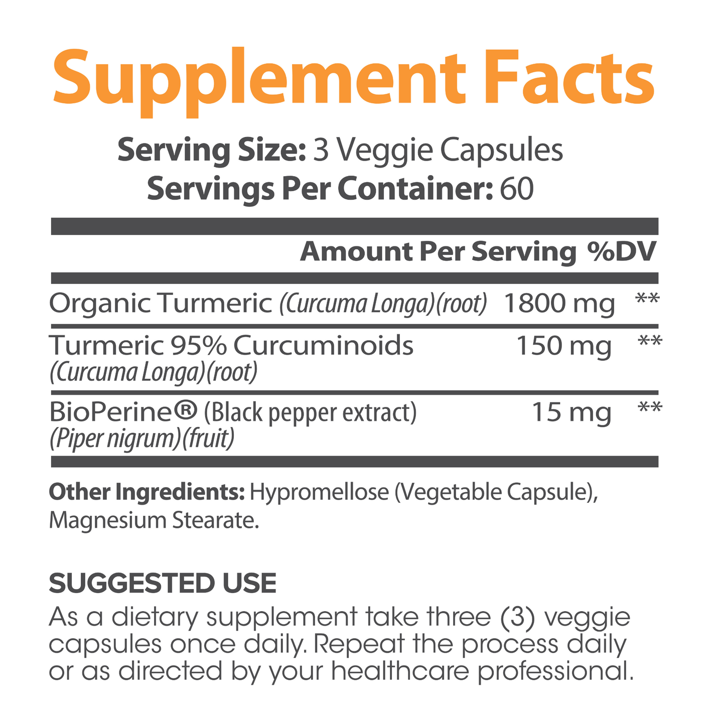 Lumen Naturals Turmeric Curcumin Supplement with BioPerine 1800mg with Black Pepper, Non-GMO Tumeric - 180 Capsules