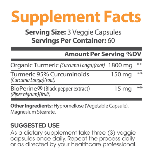 Lumen Naturals Turmeric Curcumin Supplement with BioPerine 1800mg with Black Pepper, Non-GMO Tumeric - 180 Capsules