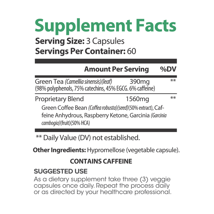 Lumen Naturals Green Tea Supplement Blend for Women - Green Coffee Bean - 180 Count - 60 Servings