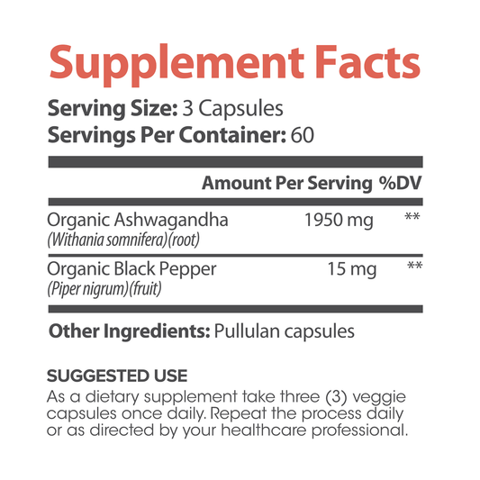 Lumen Naturals Organic Ashwagandha 1950mg – Made with Organic Ashwagandha Powder & Black Pepper – 180 Capsules – Formulated for Women
