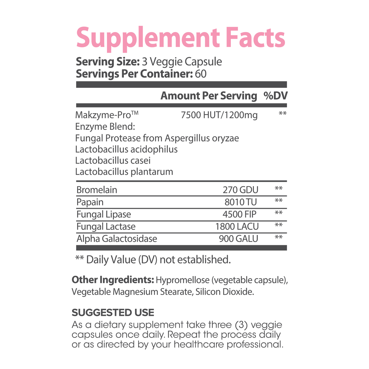 Lumen Natuals Digestive Enzyme Makzyme-Pro Blend for Women 1200+ mg Per Serving - 180 Count
