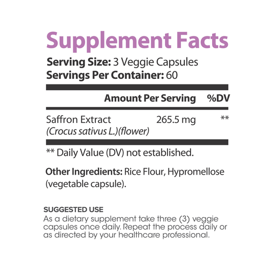 Lumen Naturals Saffron for Women - 265mg Per Serving - Veggie Capsules - 180 Count - 60 Servings