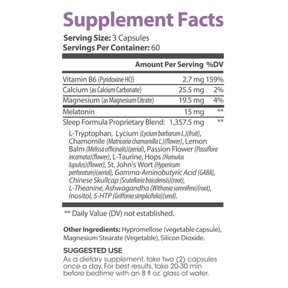 Lumen Naturals Sleep Formula For Women Melatonin Magnesium L-Tryptophan L-Theanine 1400+ mg  - 180 Count