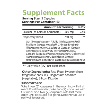 Lumen Naturals Colon Care for Women - Calcium, Alfalfa, Psyllium - Veggie Capsules - 180 Count - 60 Servings
