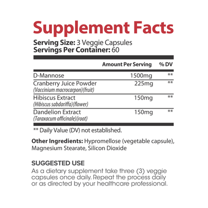 Lumen Naturals Cranberry + D-Mannose for Women - Cranberry, D-Mannose, Hibiscus, Dandelion Extract Blend - 2000mg Per Serving - 180 Count - 60 Servings