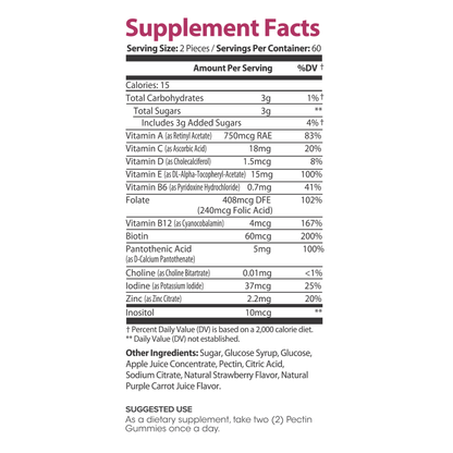 Lumen Naturals Multivitamin Gummies for Women - Vitamin A, C, D, E, B6 & B12 - Strawberry Flavor - 120 Count Gummy