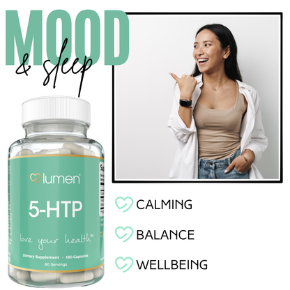 Lumen Naturals 5-HTP for Women – 700mg Per Serving with Calcium – Supports Mood, Sleep & Relaxation – 180 Capsules – 60 Servings – Non-GMO & Gluten-Free
