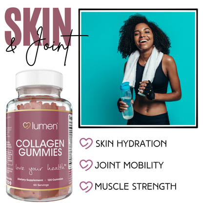 Lumen Naturals Collagen Gummies for Women – Collagen Peptides with Vitamin C, E, Biotin, and Zinc – 120 Gummies – 60 Servings – Supports Beauty and Skin Health