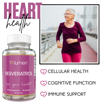 Lumen Naturals Resveratrol Blend for Women - Japanese Knotweed - 1800mg Per Serving - Veggie Capsules - 180 Count - 60 Servings