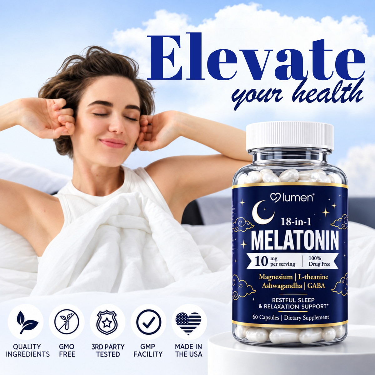 Lumen Naturals Sleep Formula For Women Melatonin Magnesium L-Tryptophan L-Theanine 1400+ mg