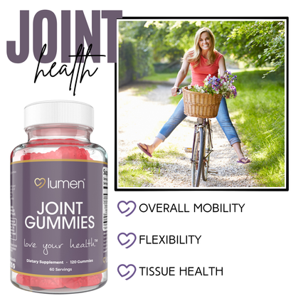 Lumen Naturals Mobility Gummies for Women with Glucosamine - Raspberry Flavor - 120 Count - 60 Servings