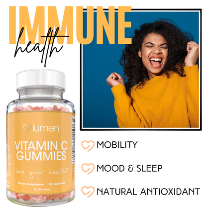 Lumen Naturals Vitamin C Gummies for Women - Immunity Support - Vitamin C & Zinc - 120 Count - 60 Servings