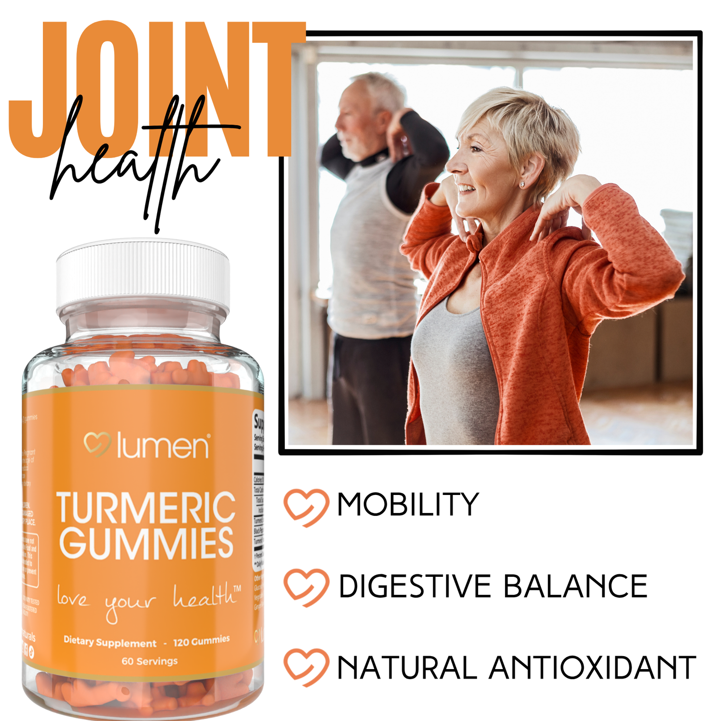 Lumen Naturals Turmeric Gummies for Women - Black Pepper Extract, Turmeric Powder - Ginger Flavor - 120 Count - 60 Servings