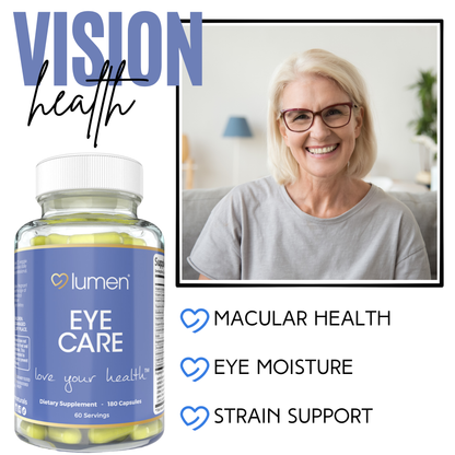 Lumen Naturals Eye Care for Women – With Lutein, Vitamins A, C, D, E, Thiamin, Folate & Riboflavin – 180 Capsules – 60 Servings – Non-GMO, Gluten-Free Formula