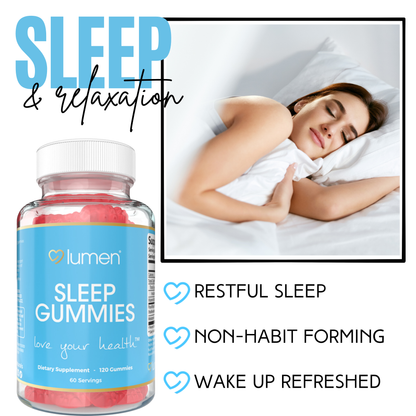 Lumen Naturals Sleep Gummies For Women - Melatonin Gummies - Vitmain B6 - Passion Fruit Flavor - 120 Count - 60 Servings
