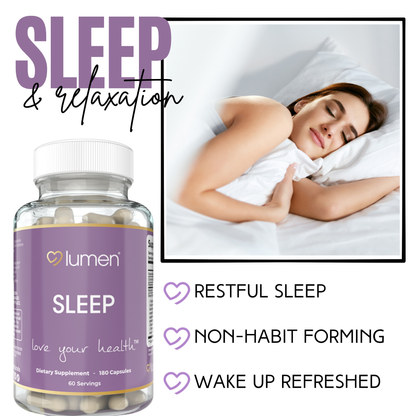 Lumen Naturals Sleep Formula For Women Melatonin Magnesium L-Tryptophan L-Theanine 1400+ mg  - 180 Count