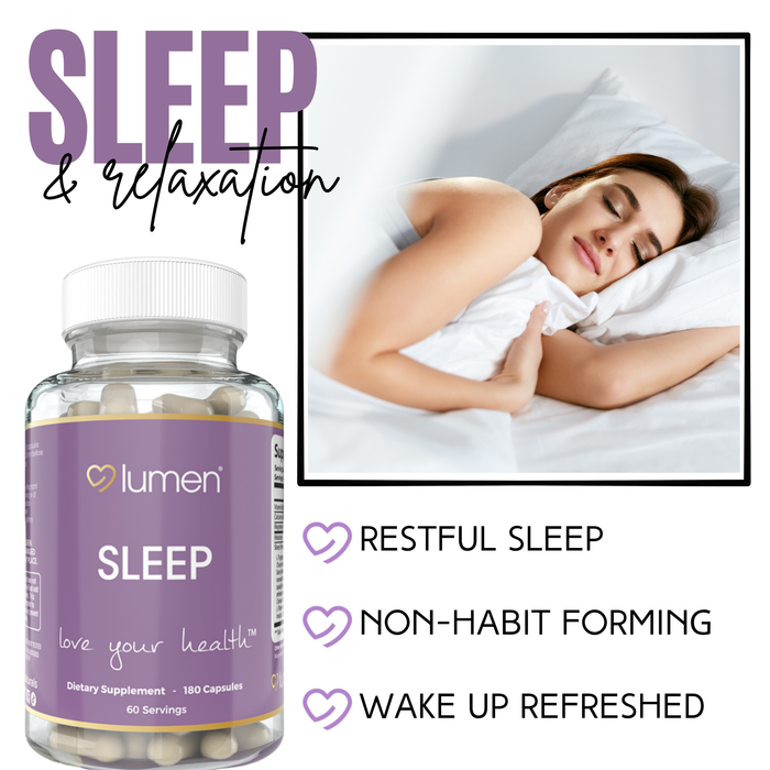Lumen Naturals Sleep Formula For Women Melatonin Magnesium L-Tryptophan L-Theanine 1400+ mg  - 180 Count
