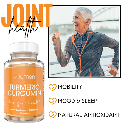 Lumen Naturals Turmeric Curcumin Supplement with BioPerine 1800mg with Black Pepper, Non-GMO Tumeric - 180 Capsules