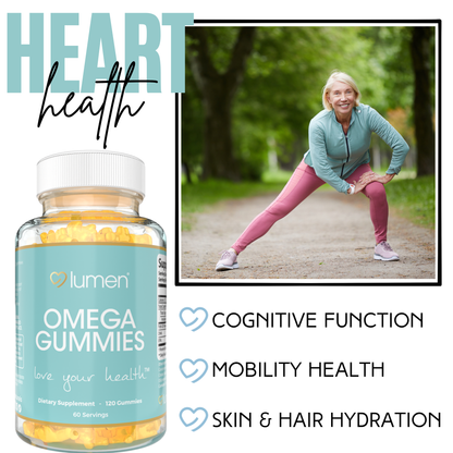 Lumen Naturals Omega Gummies for Women - Fish Oil - DHA & EPA - 120 Count - 60 Servings