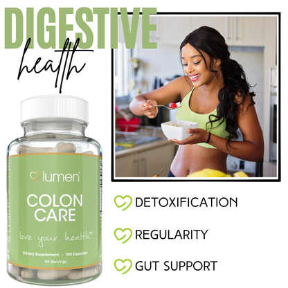 Lumen Naturals Colon Care for Women - Calcium, Alfalfa, Psyllium - Veggie Capsules - 180 Count - 60 Servings