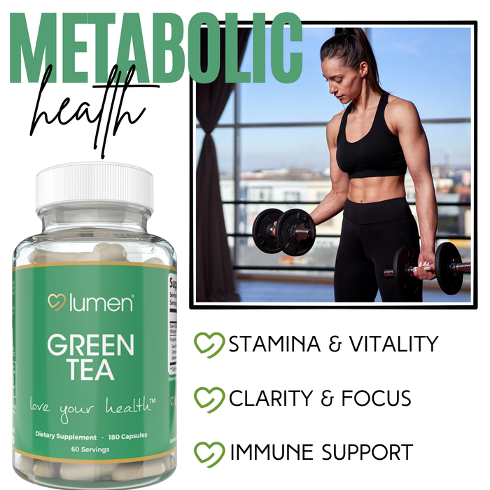 Lumen Naturals Green Tea Supplement Blend for Women - Green Coffee Bean - 180 Count - 60 Servings