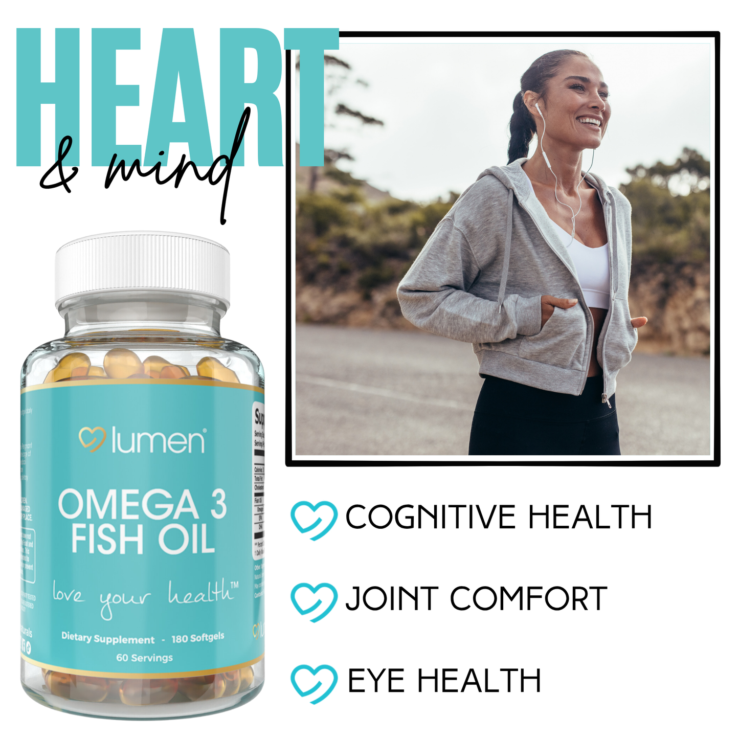 Lumen Naturals Omega 3 Fish Oil Softgels for Women - EPA - DHA - 3600mg - 180 Count - 60 Servings