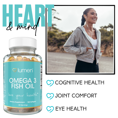 Lumen Naturals Omega 3 Fish Oil Softgels for Women - EPA - DHA - 3600mg - 180 Count - 60 Servings