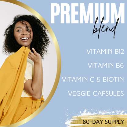 B-12 Complex for Women – 3000mcg Per Serving with Vitamin C & Biotin – 180 Veggie Capsules – 60 Servings – Non-GMO, Gluten-Free, and Easy to Take Daily