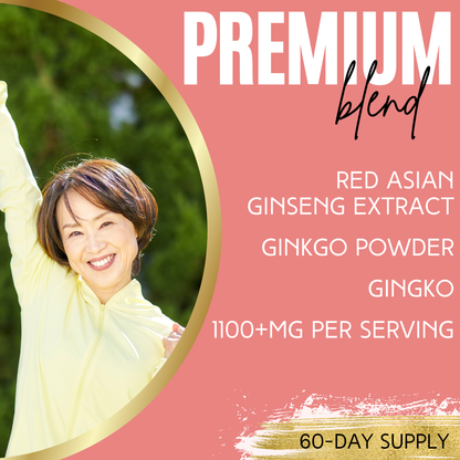 Lumen Naturals Gingko + Gingseng for Women - Red Asian Ginseng Extract - Ginkgo Powder - Veggie Capsules - 180 Count - 60 Servings