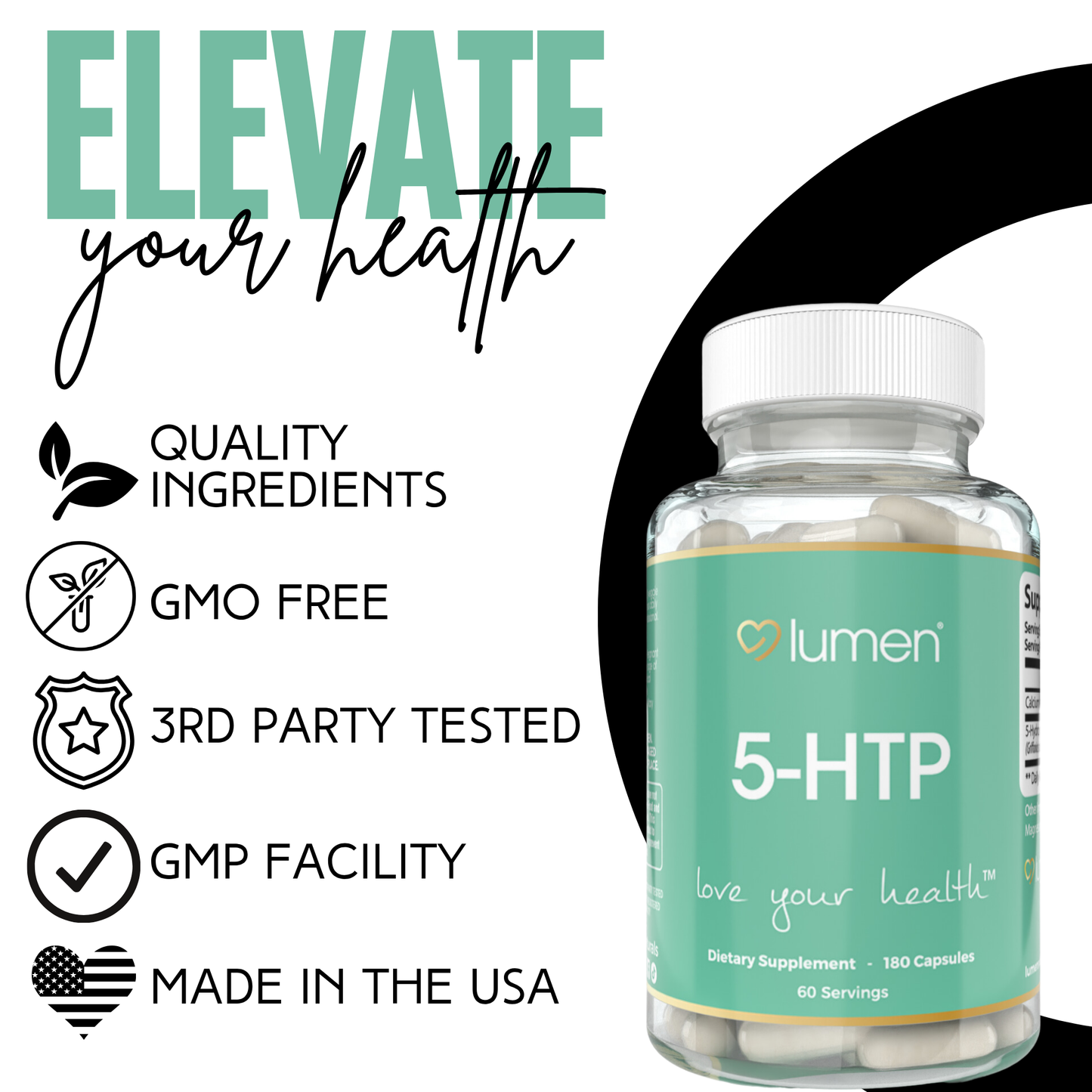 Lumen Naturals 5-HTP for Women – 700mg Per Serving with Calcium – Supports Mood, Sleep & Relaxation – 180 Capsules – 60 Servings – Non-GMO & Gluten-Free