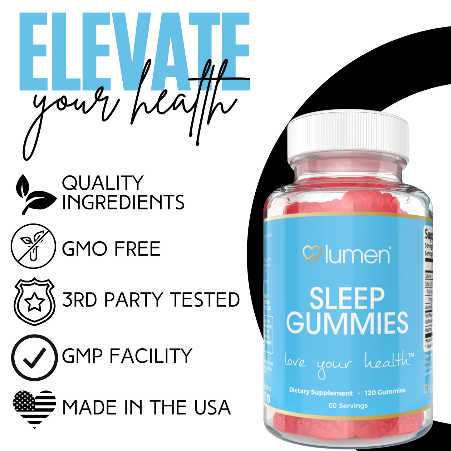 Lumen Naturals Sleep Gummies For Women - Melatonin Gummies - Vitmain B6 - Passion Fruit Flavor - 120 Count - 60 Servings