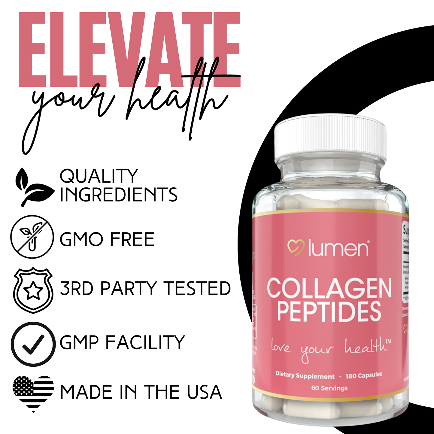 Lumen Naturals Multi Collagen 1800mg Complex for Women – Beauty & Protein Support – 180 Capsules – Multi-Type Collagen Blend – Non-GMO, Gluten-Free Formula