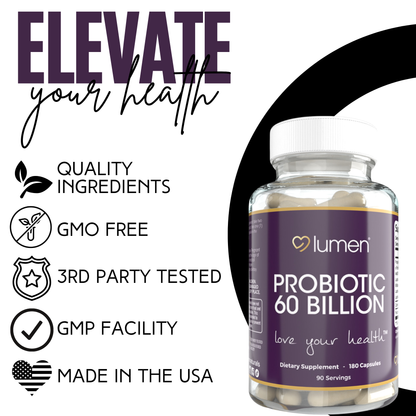 Lumen Naturals Probiotic 60 Billion CFU for Women Digestive with Maktrek Technology - 180 Count - 90 Servings