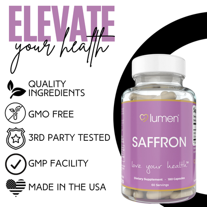 Lumen Naturals Saffron for Women - 265mg Per Serving - Veggie Capsules - 180 Count - 60 Servings