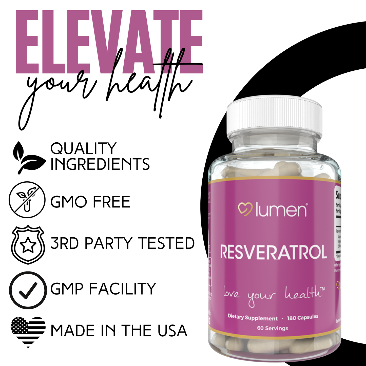 Lumen Naturals Resveratrol Blend for Women - Japanese Knotweed - 1800mg Per Serving - Veggie Capsules - 180 Count - 60 Servings