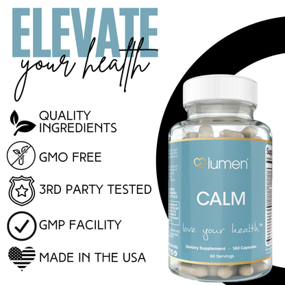 Lumen Naturals Calm for Women – 1200mg Per Serving – With Ashwagandha, Thiamin, Riboflavin & Biotin – 180 Capsules – 60 Servings – Non-GMO & Gluten-Free